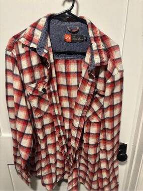 The American Outdoorsman Men's Red Plaid Flannel Shirt Jacket